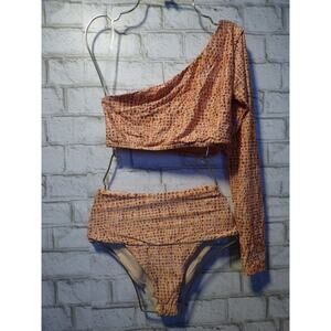 L*Space Swim Set Cardi Rash Guard Top XS High Waist Bottoms S NEW